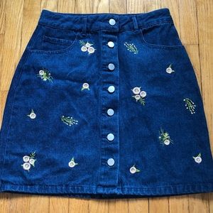 Floral Jean Skirt
